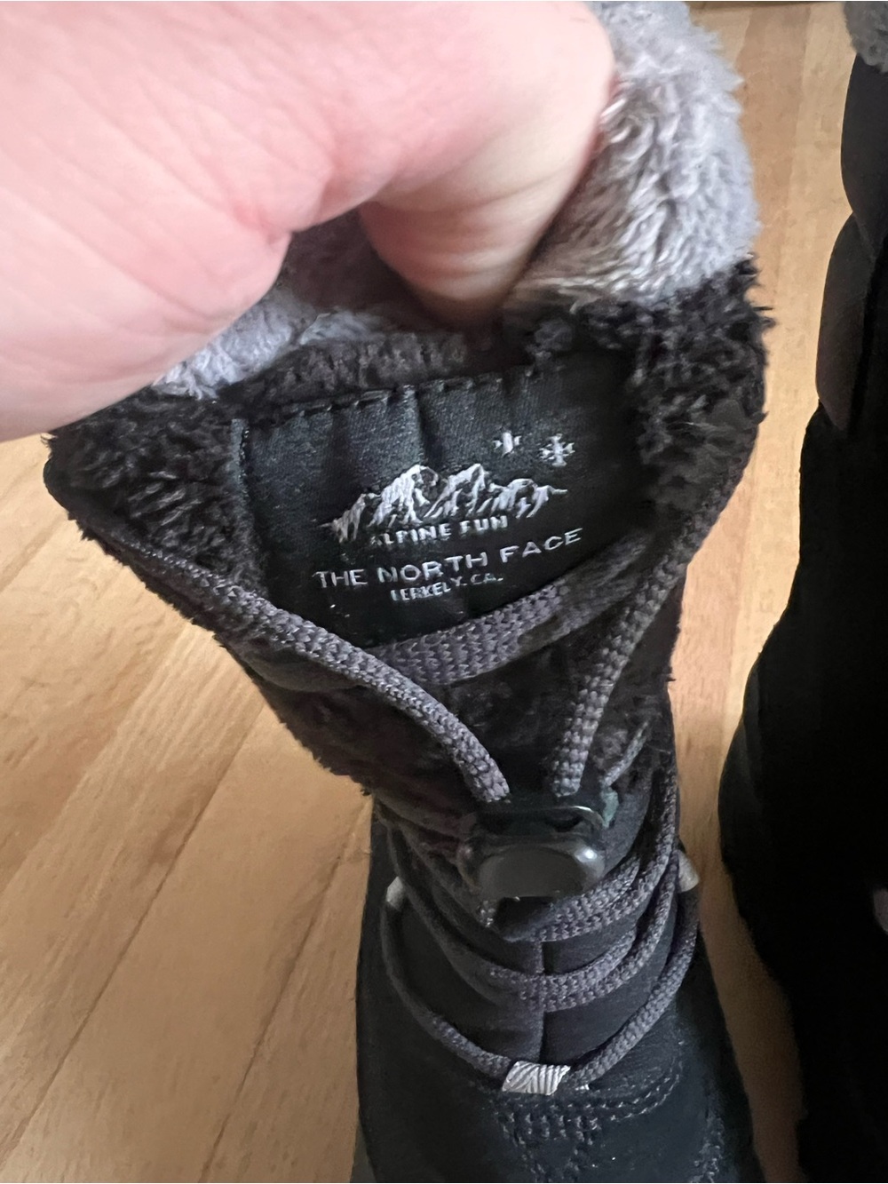 Never Worn! The North Face Black Winter Boot with Gray Fur Lining - Picture 2 of 6